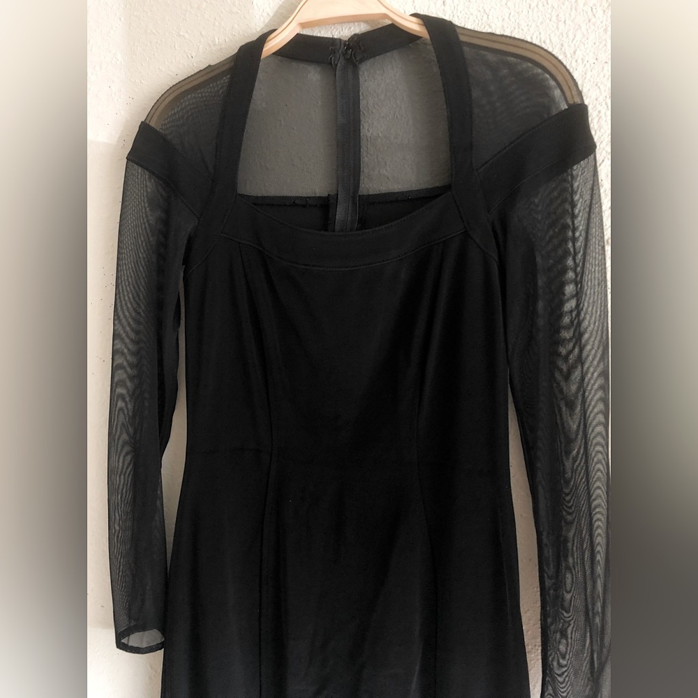 Vintage Caché Sheer Bodycon Cocktail Mini Dress | Small - Picture 3 of 6